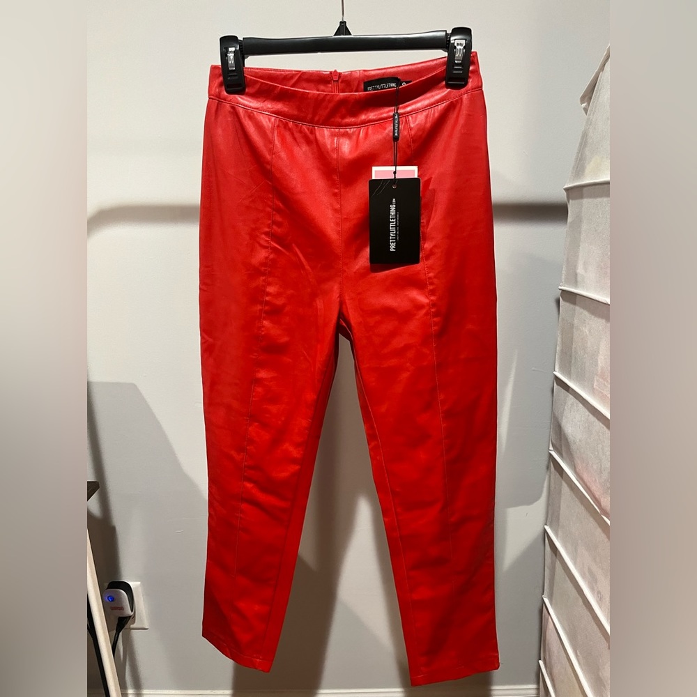 Red Faux Leather Skinny Legged Trouser by PrettyLittleThing